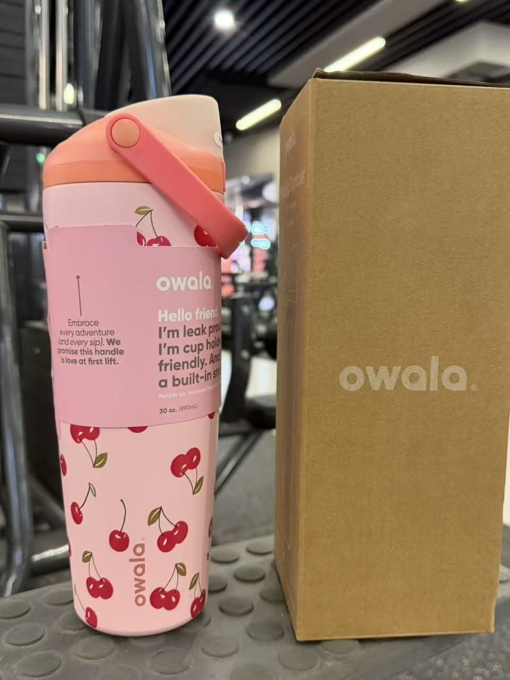 Owala Pink Cherry Stainless Bottle with Straw Lid